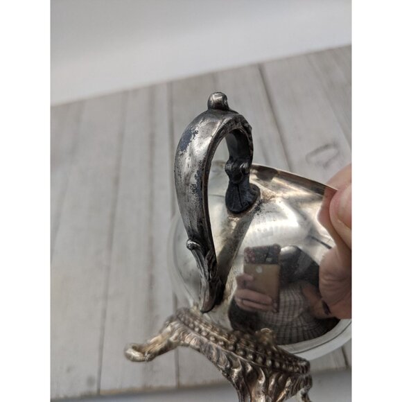Silverplate Footed Creamer Pitcher 3" - Picture 3 of 6